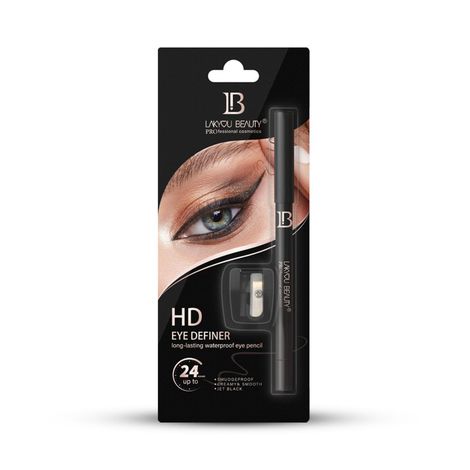 Buy Lakyou Beauty HD Eye Definer Kajal with Sharpner | 24H Long-Lasting | Waterproof | Smudge-Proof | Jet Black  (BLACK, 1.2 gm)-Purplle