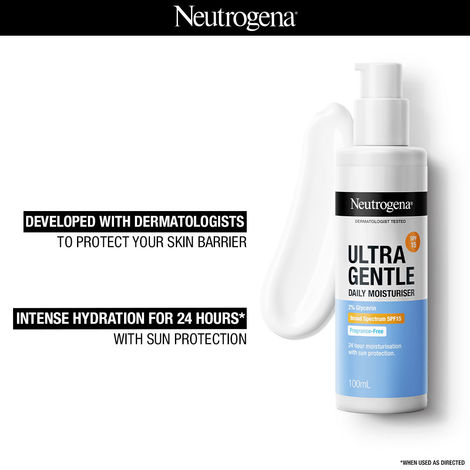 Buy Neutrogena Ultra Gentle Daily Face Moisturizer SPF 15| Hydration & Sensitive Skin Barrier protection, 100 ml-Purplle