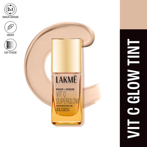 Buy Lakme Makeup+Skincare VitC Superglow Skin Perfecting Tint Warm Sand W160 25 ml-Purplle