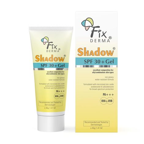 Buy Fixderma Shadow Sunscreen SPF 30+ Gel Sunscreen For Oily Skin, Sun Screen Protector SPF 30 For Body & Face, Broad Spectrum For Uva & Uvb Protection Non Greasy & Water Resistant For Unisex, 40 gm-Purplle