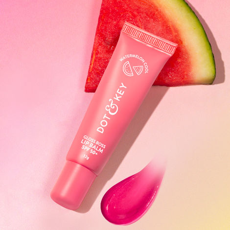 Buy Dot & Key Gloss Boss Brightening Lip Balm Vitamin C + E SPF 50+ Watermelon Cool 12 gm-Purplle