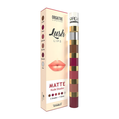 Buy Orgatre Lush Lips 5 in 1 Matte Nude Lipstick With Gloss | Nude Shades | Matte Liquid Lipsticks (9ml)-Purplle
