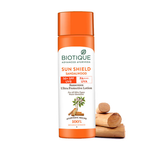 Buy Biotique Sun Shield Sandalwood 50+Spf Sunscreen Lotion (120 ml)-Purplle