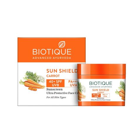 Buy Biotique Sun Shield Carrot 40+Spf Sunscreen Cream (50 gm)-Purplle
