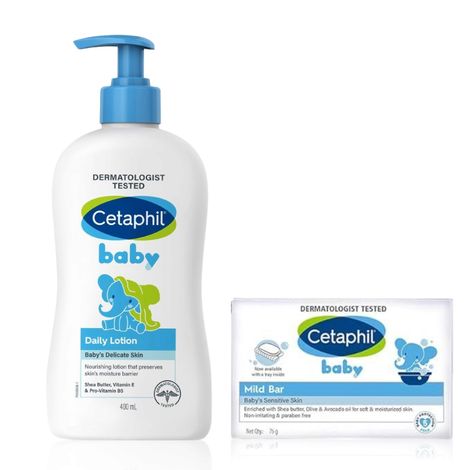 Buy Cetaphil Baby Care Kit (Baby Daily Lotion 400 ml + Baby Mild Bar 75 gm) - Combo of 2-Purplle