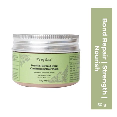 Buy Fix My Curls Protein Powered Deep Conditioning Mask | Avocado Oil, Amla, Cocoa Butter| Hair Mask For Curly, Wavy, Dry & Coloured Hair | Intensive Hair Repair with Pro - Keratin Bond Repair | 50 gm-Purplle