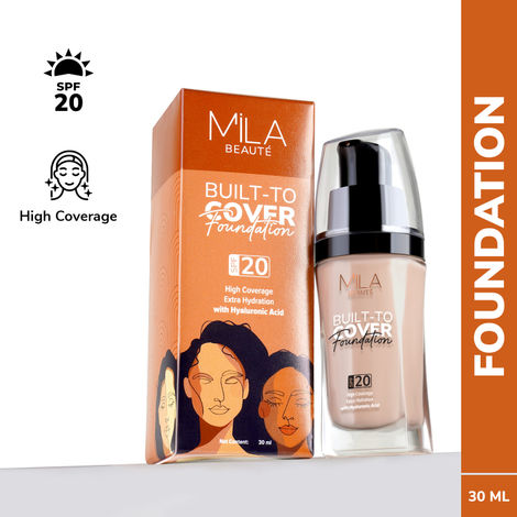 Buy Mila Beaute Built to Cover Liquid Foundation I Medium to Buildable Coverage I Matte Finish I Lightweight I SPF 20 I Super Hydrating with Hyaluronic Acid - Pink Ivory,30 ml-Purplle