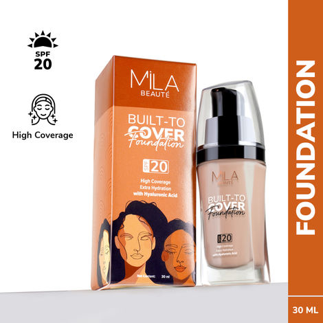 Buy Mila Beaute Built to Cover Liquid Foundation I Medium to Buildable Coverage I Matte Finish I Lightweight I SPF 20 I Super Hydrating with Hyaluronic Acid - Neutral Ivory, 30 ml-Purplle