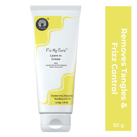 Buy Fix My Curls Leave In Cream | With Moisturising Jojoba Oil, Nigella Sativa Oil, & Keratin | For Curly, Wavy, Dry & Frizzy Hair | Silicone Free, Curl Defining Cream | Frizz Control Solution | 50 gm-Purplle