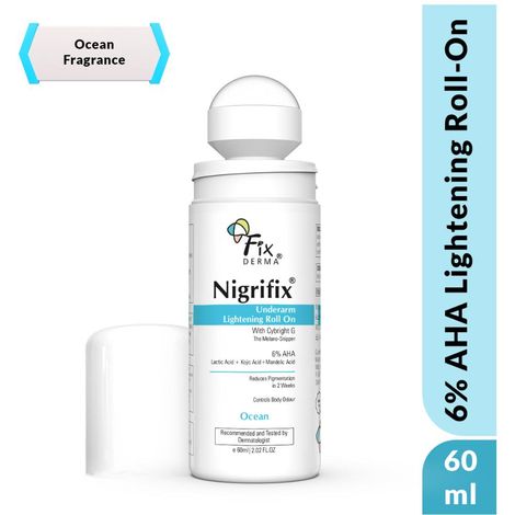 Buy Fixderma Nigrifix Underarm Ocean Roll on With 6% AHA, Lactic Acid & 1% Mandelic Acid & Kojic Acid | Brightens Skin & Exfoliates Underarm | For Sensitive Skin - 60 ml (Pack of 1)-Purplle