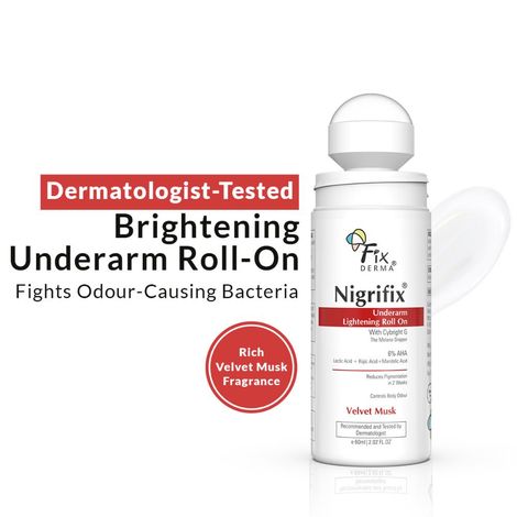 Buy Fixderma Nigrifix Underarm Velvet Musk Roll on with 6% AHA, Lactic Acid & 1% Mandelic Acid & Kojic Acid | Brightens Skin & Exfoliates Underarm | For Sensitive Skin - 60 ml (Pack of 1)-Purplle