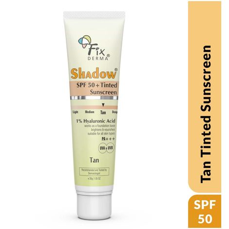 Buy Fixderma Shadow Tinted Sunscreen Tan SPF 50 PA+++ | UVA & UVB Protection | Sunscreen with Vitamin E, For All Skin Types - 30 gm-Purplle