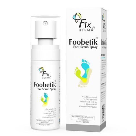 Buy Fixderma Foobetik Foot Scrub Spray with Lactic Acid | 30 sec Foot Facial Spray | Foot Scrubber for Dead Skin | Callus Remover Spray | Heel Scrubber for Feet | Instantly Smooth & Soft Feet - 50 ml-Purplle