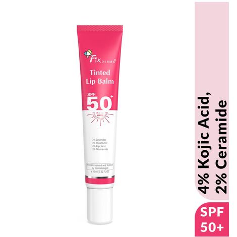 Buy Fixderma 4% Kojic Acid Tinted Lip Balm with 2% Ceramide, 3% Shea Butter, 3% Niacinamide & SPF 50+ PA+++ | Ceramide Lip Balm SPF 50 | Kojic Acid Lip Balm for Pigmented Lips - 15 ml-Purplle
