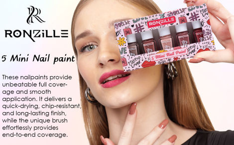 Buy Ronzille Quick Dry and Glossy, Nail Polish Gift Set of 5 Mini Nail Kit-Nude Edition 17.5 ml-Purplle
