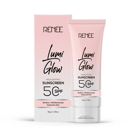 Buy Renee Lumi Glow Highlighting Sunscreen with SPF 50, Lightweight & Non-Sticky, No White Cast, Protact against UVA-UVB, Radiant Finish, Protect, nourishes skin With Niacinamide and Hyaluronic acid, 50 gm-Purplle