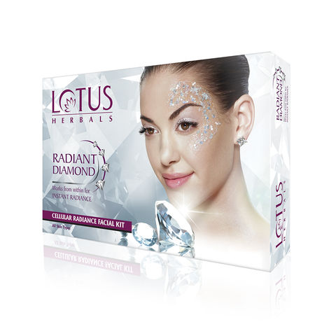Buy Lotus Herbals Radiant Diamond Cellular Radiance 4 In 1 Facial Kit | With Diamon Dust & Cinnamon | For All Skin Types | 148 gm-Purplle