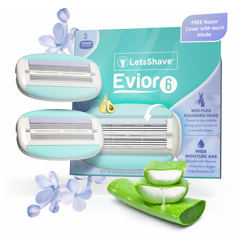 Buy LetsShave Evior 6 Shaving Razor Blades Refills (Cartridge) For Women, Pack of 2-Purplle