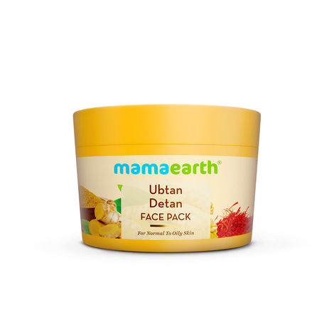 Buy Mamaearth Ubtan Detan Face Pack with Turmeric & Saffron for Normal to Oily Skin 200 gm | Natural, DIY-like Texture | Instantly Reduces Tan, Adds Glow | Clay Face Mask | Free From Harmful Chemicals-Purplle