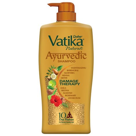 Buy Dabur Vatika Ayurvedic Shampoo – 1L | For Hair fall Control and Damage free Strong and Shiny hair-Purplle