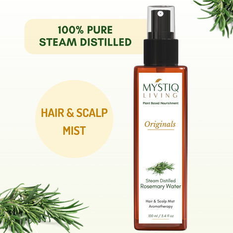 Buy Mystiq Living Rosemary Water Spray | Rosemary Water for Hair Growth | Hair Spray for Hair Growth | Rosemary Water Hair Spray Steam Distilled 100% Pure and Natural Hydrosol, Hair Mist - 100 ml-Purplle