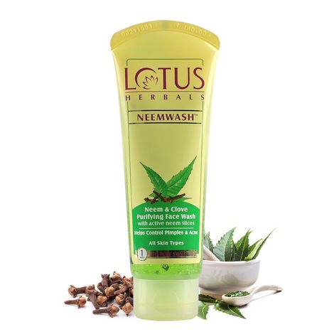 Buy Lotus Herbals Neemwash Neem & Clove Ultra Purifying Face Wash With Active Neem Slices | Suitable For Oily To Combination Skin | For Acne Prone Skin | 120 ml-Purplle