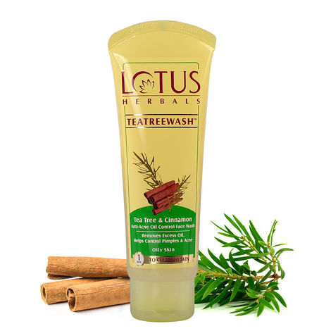 Buy Lotus Herbals Teatreewash Face Wash | with Tea Tree Oil & Cinnamon | Anti Acne | Oil Control | For Oily Skin | 120gm-Purplle