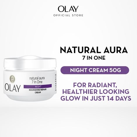 Buy Olay Night Cream Natural Aura 7 in One Night Nourishing Repair Cream, 50 gm-Purplle