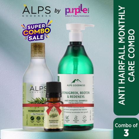 Buy Alps Goodness Anti Hairfall Monthly Care Combo with Anti Hairfall Shampoo, Rosemary Water Spray & Rosemary essential oil I Hair Growth Experts I For thicker stronger hair| Hair Care Kit Combo of 3-Purplle