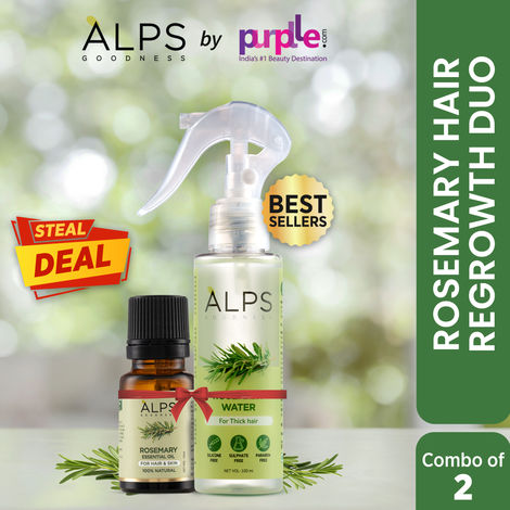 Buy Alps Goodness Rosemary Hair Growth Duo | With Rosemary Hair Spray (100 ml) & Rosemary Essential Oil (10 ml) I For Skin & Hair I Improves Scalp Health I Fights Acne Combo of 2-Purplle
