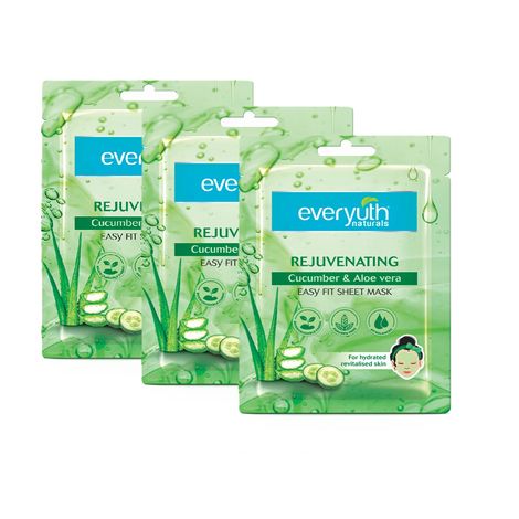Buy Everyuth Naturals Rejuvenating Cucumber & Aloe Vera Sheet Mask (Pack of 3)-Purplle