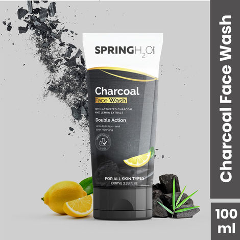 Buy Spring H2O Charcoal Face Wash With Activated Charcoal And Lemon Extract 100 ml-Purplle