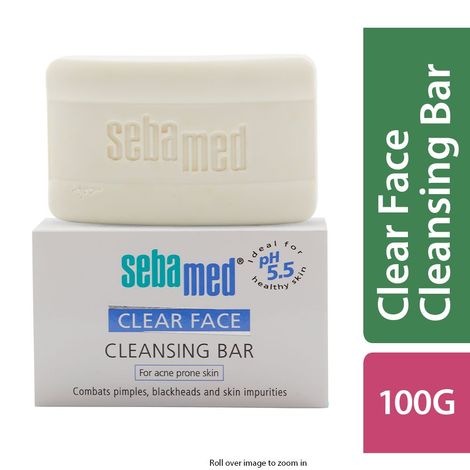 Buy Sebamed Clear Face Cleansing Bar 100gm| PH 5.5| Reduces pimples & blackheads| Vitamin E-Purplle