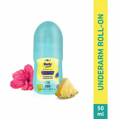 Buy Plum BodyLovin' Hawaiian Rumba Deodorant Roll On | 4% Lactic Acid & 1% Glycolic Acid | Controls Odor & Fades Underarm Darkness | 48 Hr Freshness | Fresh Beachy Fragrance | Aluminium-Free (50 ml)-Purplle