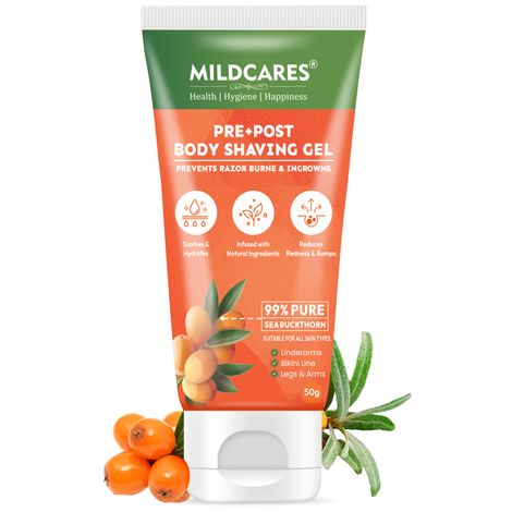 Buy Mildcares Pre + Post Body Shaving Gel – With 99% Pure Sea Buckthorn: Smooth Shave & Soothing Aftercare(50 gm)-Purplle