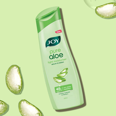 Buy Joy Pure Aloe Light Moisturiser Serum Body Lotion (300 ml) | 48 Hours Moisture | Soothes, Hydrates & Freshens | For All Skin Types | Lightweight, Non Sticky & Non Greasy-Purplle