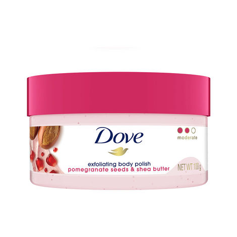 Buy Dove Body Polish Exfoliating Scrub, Moisturizing Shea Butter and Pomegranate Seeds, Nourishes & Conditions Soft Skin, Sulphate Free (100 gm)-Purplle