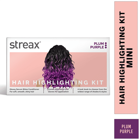 Buy Streax Mini Hair Colour Highlight Kit, PLUM PURPLE, DIY Application, 55 gm-Purplle