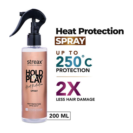Buy Streax Professional Hold & Play Heat Protection Spray, 200 ml For Hair Styling For Men & Women, Hair Spray-Purplle