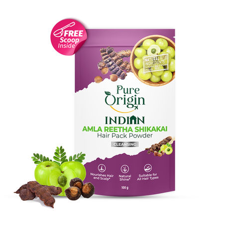 Buy Pure Origin Indian Amla Reetha Shikakai Hair Pack Powder | Natural Hair Cleanser | Nourishes Hair & Scalp | Enhances Shine | All Hair types | 100 gm-Purplle