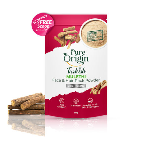 Buy Pure Origin Turkish Mulethi Face & Hair Pack Powder | Boosts Natural Glow | Skin Detox & Cleansing | Fades Spots | Revitalize Hair | 100 gm-Purplle
