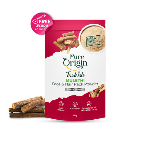 Buy Pure Origin Turkish Mulethi Face & Hair Pack Powder | Boosts Natural Glow | Skin Detox & Cleansing | Fades Spots | Revitalize Hair | 100 gm-Purplle