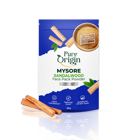 Buy Pure Origin Mysore Sandalwood Face Pack Powder | Reduces Acne | Removes Tan | Deep Exfoliation | All Skin Types | 200 gm-Purplle