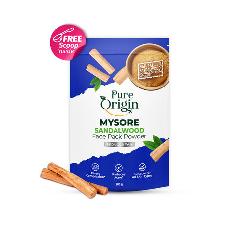 Buy Pure Origin Mysore Sandalwood Face Pack Powder | Reduces Acne | Removes Tan | Deep Exfoliation | All Skin Types | 200 gm-Purplle