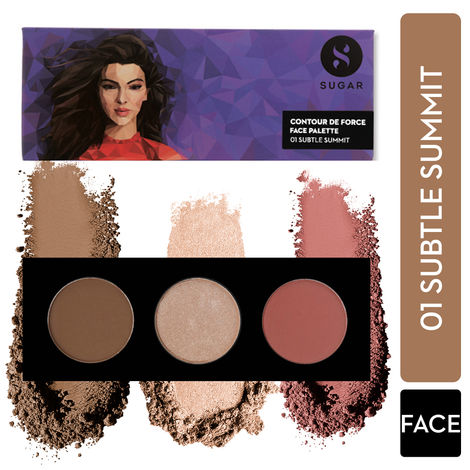 Buy SUGAR Cosmetics Contour De Force Face Palette for Makeup | Includes Matte Bronzer, Highlighter & Blush | Makeup Palette with Built-in Mirror - 01 Subtle Summit - 12 gm-Purplle
