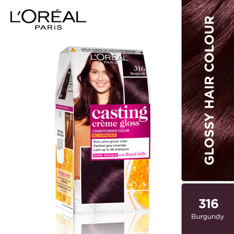 Buy L'Oreal Paris Semi-Permanent Hair Colour, Ammonia-Free Formula & Honey-Infused Conditioner, Glossy Finish, Casting Creme Gloss, Burgundy 316, 87.5 gm+72 ml-Purplle