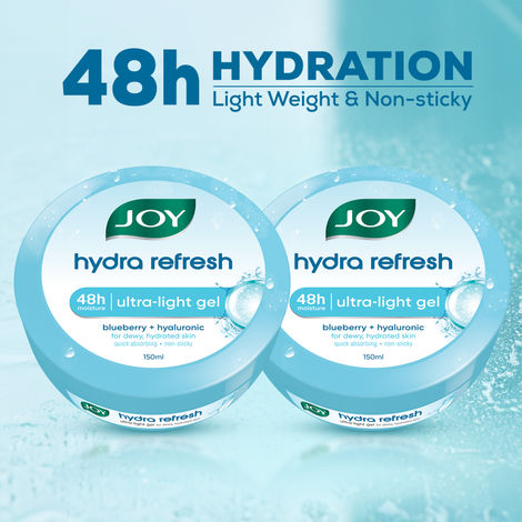 Buy Joy Hydra Refresh Ultra Light Gel, Zero-Oil Moisturiser 150 ml x 2 - Non Sticky & Lightweight Face Cream for Oily Skin for 48hr Moisturization ( Pack of 2 )-Purplle