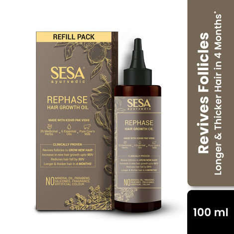 Buy SESA Ayurvedic Rephase Refill Hair Growth Oil With 26 Herbs & 6 Essential Oil For Men & Women - 100 ml-Purplle