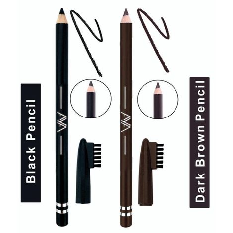 Buy AYA Waterproof Eyebrow Pencil With Brush (Black And Dark Brown) - 2.8 gm-Purplle