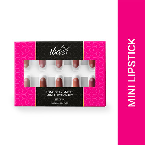 Buy Iba Long Stay Creamy Matte Micro Mini Lipstick Kit | Bullet Matte Lipstick Set | Highly Pigmented and Long Lasting | Hydrating & Moisturizing Mini Lipsticks Set for Women | Mini Lipstick Combo Pack | (Set of 10) 12 gm (1.2 gm Each)-Purplle